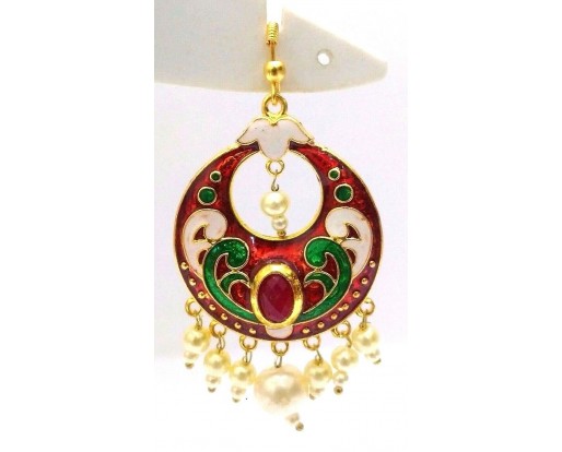 Meenakari Minakari Enamel Jhumka Jhumki Handmade Earrings Jewelry Drop Long E3